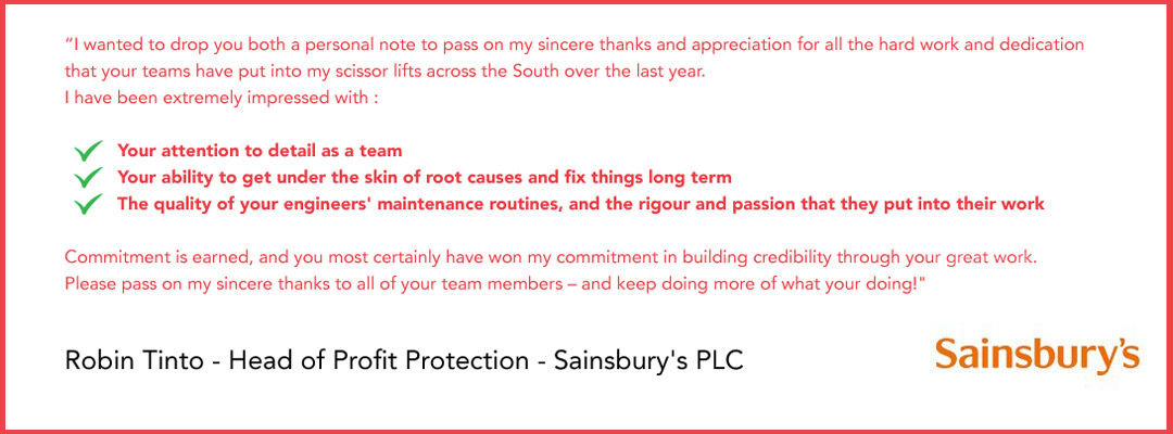 Robin Tinto - Sainsbury's Testimonial